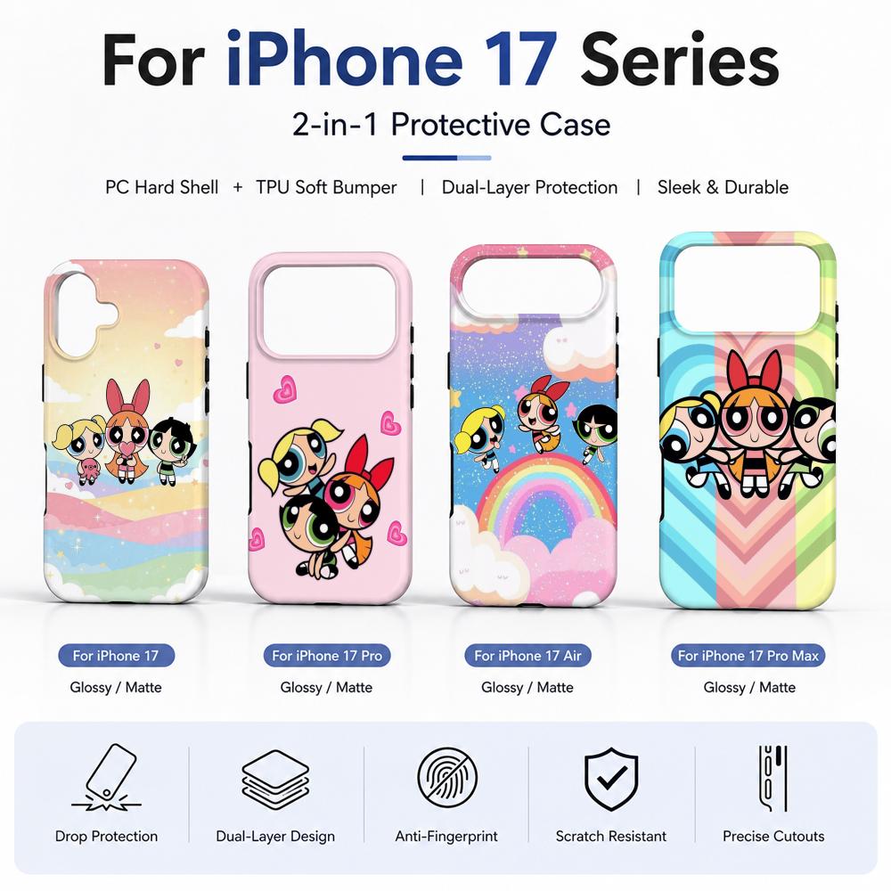 Phone Cases Cool Girl - Funda de Teléfono Anime P-Powerpuff Girls,